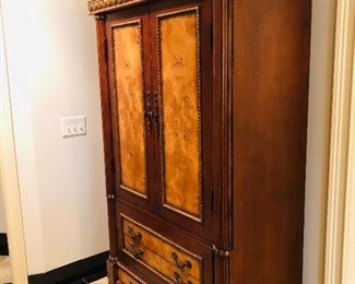Gold leaf clothes armoire with 3 drawers 