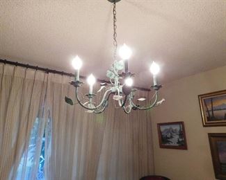 Wrought iron chandelier with patina