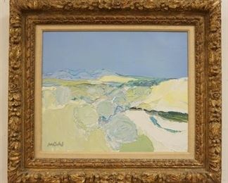 1002 ROGER MUHL FRENCH (1929-2008) PAINTING OIL ON CANVAS OLIVERS, SIGNED LOWER LEFT, PAINTING SIZE 15 IN X 18 IN, LABEL ON REVERSE DAVID FINDLAY, FRAME SIZE 25 1/2 IN X 22 1/2 IN