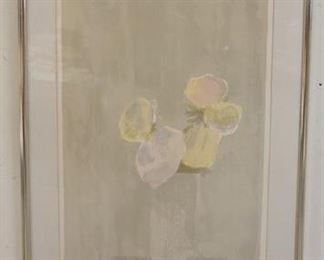 1005 BERNARD CATHELIN FRAMED LITHO SIGNED & NUMBERED 38/125, TITLED *BOUQUET DE ROSES FOND GRIS*, OVERALL SIZE 23 IN X 32 IN, DAVID FINDLAY LABEL ON REVERSE