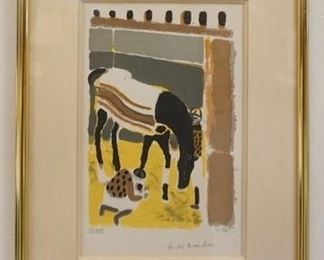 1008 ANDRE BRASILIER ARTIST PROOF LITHOGRAPH TITLED *LE CHEVAL NOIR*, OVERALL DIMENSIONS 13 1/2 IN X 17 1/2 IN, IMAGE SIZE 7 1/2 IN X 11 1/4 IN SIGNED W/DAVID FINDLAY LABEL ON REVERSE