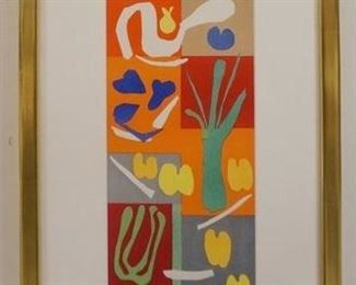 1009 HENRI MATISSE *CUT OUT* LITHOGRAPH, GALLERY LABEL ON REVERSE, OVERALL DIMENSIONS 12 1/2 IN X 19 1/4 IN, IMAGE SIZE 5 3/4 IN X 12 1/2 IN