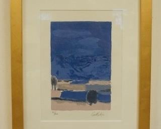 1020 BERNARD CATHELIN LITHOGRAPH SIGNED, NUMBERED 45/100, IMAGE SIZE 9 1/4 IN X 12 3/4 IN, OVERALL 16 IN X 19 1/4 IN