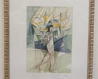 1025 ABSTRACT LITHOGRAPH ARTIST SIGNED, NUMBERED 15/150, IMAGE SIZE 12 3/4 IN X 18 3/4 IN, OVERALL DIMENSIONS 25 IN X 32 IN, IMPRESSED W/KARN ART GALLERY ITALY