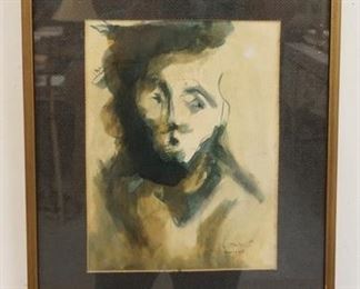 1026 LUIS NERI ZAGAL FRAMED & SIGNED PAINTING TITLED *PINTURA NO. 3*, 1963, IMAGE SIZE 9 IN X 12 IN, OVERALL DIMENSIONS 14 3/4 IN X 18 1/4 IN