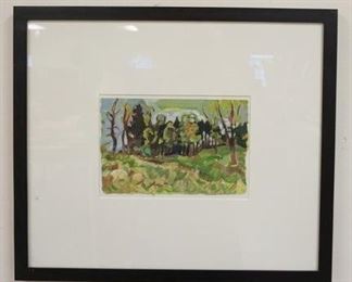 1028 RICHARD LANG CHANDLER OIL PAINTING TITLED *FAR AFIELD* ON PAPER, IMAGE SIZE 10 IN X 7 IN, OVERALL DIMENSIONS 21 1/2 IN X 18 1/2 IN