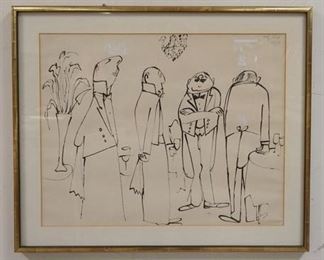 1047 LARGE PRINT OF FRENCH WAITERS, SIGNED AND NUMBERED IN UPPER RIGHT. IMAGE SIZE 23 1/2 IN X 18 1/2 IN. OVERALL DIMENSIONS 29 1/4 IN X 2 IN.