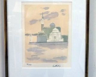 1051 BERNARDCATHELIN LITHOGRAPH SIGNED AND NUMBERED, 98 OF 175. IMAGE SIZE 9 1/2 IN X 13 IN., OVERALL DIMENSIONS 16 1/2 IN X 22 IN.