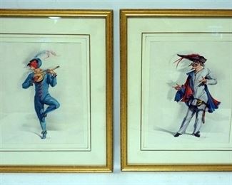 1052 MEDIEVAL MINSTRELS 2 PRINTS FRAMED. IMAGE SIZE 8 3/4 IN X 11 IN., OVERALL DIMENSIONS 15 IN X 17 IN.