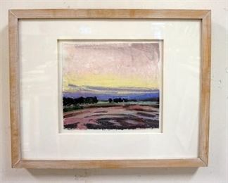 1053 LARRY HOROWITZ FRAMED PASTEL TITLED *HOMAGE TO GERMAN ROMANTIC TRADITION*. GALLERY TAG ON REVERSE. IMAGE SIZE 8 1/4 IN X 9 1/4 IN., OVERALL DIMENSIONS 19 IN X 15 1/4 IN.