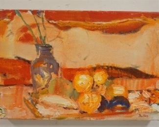 1067 OIL PAINTING ON CANVAS SIGNED MULLEN, TITLED *NOTE TO MODIGLIANI #2*. IMAGE SIZE 18 IN X 12 IN.