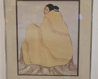 1072 R.C. GORMAN LITHOGRAPH SIGNED AND NUMBERED 68/100. IMAGE SIZE 14 1/2 IN X 18 IN., OVERALL DIMENSIONS 20 1/4 IN X 24 1/4 IN.