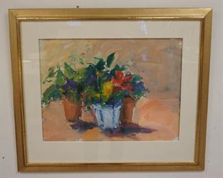 1073 PAINTING STILL LIFE ARTIST SIGNED. IMAGE SIZE 24 IN X 18 IN., OVERALL DIMENSIONS 34 1/4 IN X 29 1/2 IN.
