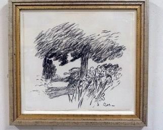 1084 FRAMED DRAWING SIGNED RM. IMAGE SIZE 10 1/4 IN X 9 1/2 IN., OVERALL DIMENSIONS 13 1/4 IN X 12 1/4 IN.