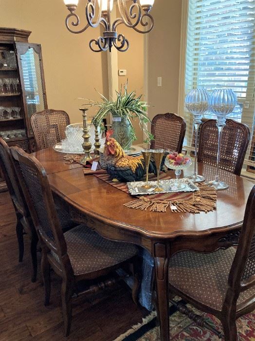 Loving dining table & a total of 8 chairs (2 not shown)