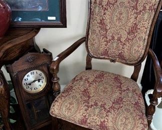 Old clock; dining table host chair