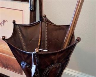 Umbrella shaped cane and umbrella holder