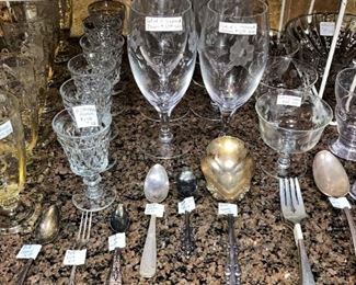 Miscellaneous glassware and silverware