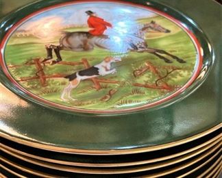 Hunt scene plates - "Tallyho" fine porcelain by Fitz and Floyd