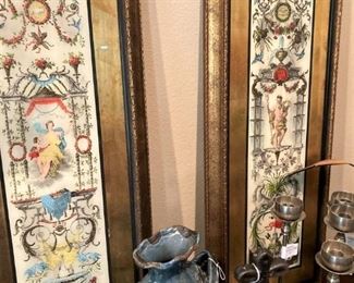 Coordinating framed panels; aqua decor