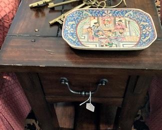 Side table; Asian plate