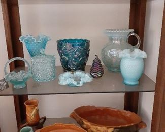 Fenton Glass & Roseville Pottery