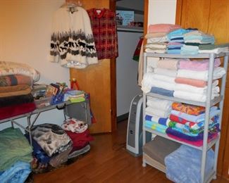 blankets, towels, jacket from Alaska, evening  wear, etc.