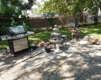 out door items, grill, birdbath,  etc.