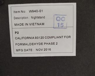 Manufacturers date for furniture