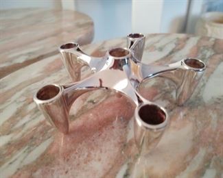 Completely mid-century modern Gorham silver plate candle holder atomic