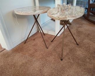 Pink marble atomic tables, stunning mid-century fabulous