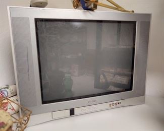 Vintage Toshiba gaming television, front porch, CRT