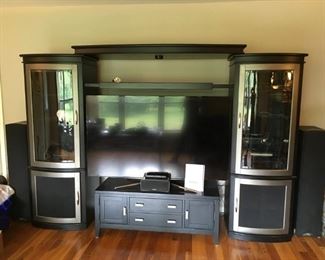 entertainment center and large flat screen TV