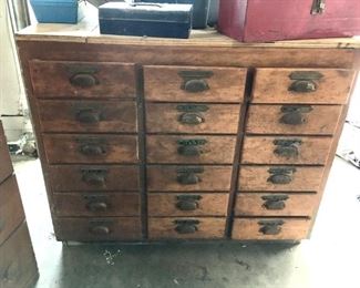 old industrial cabinet w/ drawers 