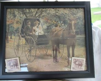 Print of horse and wagon.  Two photos shoe the same scene 