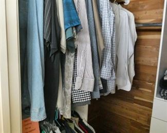 Men's clothing in master bedroom