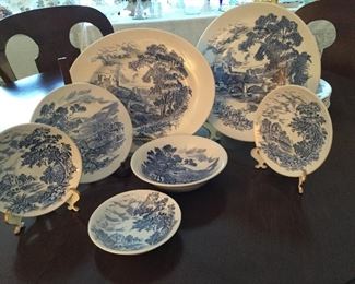 Enoch Wedgwood “Countryside” in blue 27 pieces 