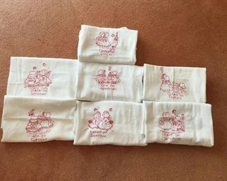 Vintage Sunbonnet Sue Days of the Week tea towels 
