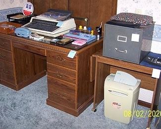 Desk, typewriter, file box, etc...