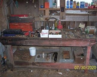 Work bench ( 72 in. x 30 in), hand tools, etc...