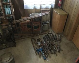 Laundry Basket, Tools, Cooler, Wooden Ladders
