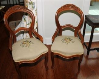 Pair of needle point Victorian Chairs 