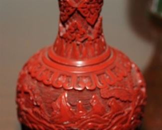Vintage Red Cinnabar Vase