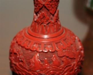 Vintage Red Cinnabar Vase 