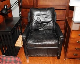Pair of leather lounge chairs 