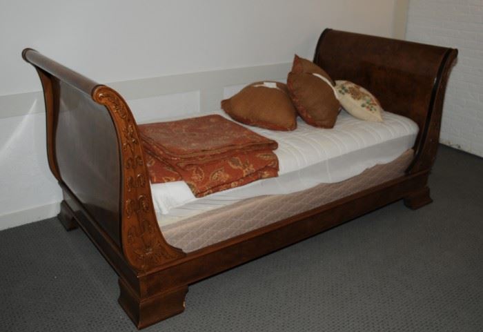 Antique Empire Mahogany Sleigh Bed 
