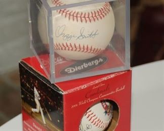  LIVE INK OZZIE SMITH AUTOGRAPH NATIONAL LEAGUE BASEBALL & A COCA COLA PRINTED SAINT LOUIS WORLD SERIES BALL  