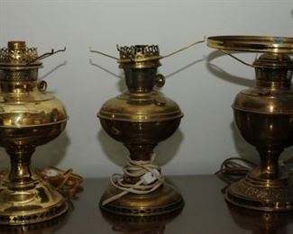 3 Brass Kerosene lamp bases 