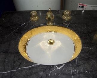 Heritage Vanity with marble counter and gold embellished sink/faucet -- $675