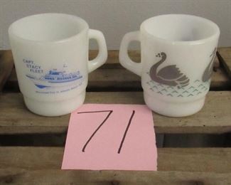 Vintage mugs. Mug on the left is Morehead City, NC advertising. 